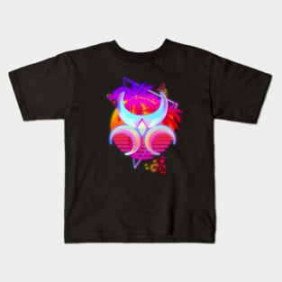 Synthwave Khajiit Emblem Kids T-Shirt